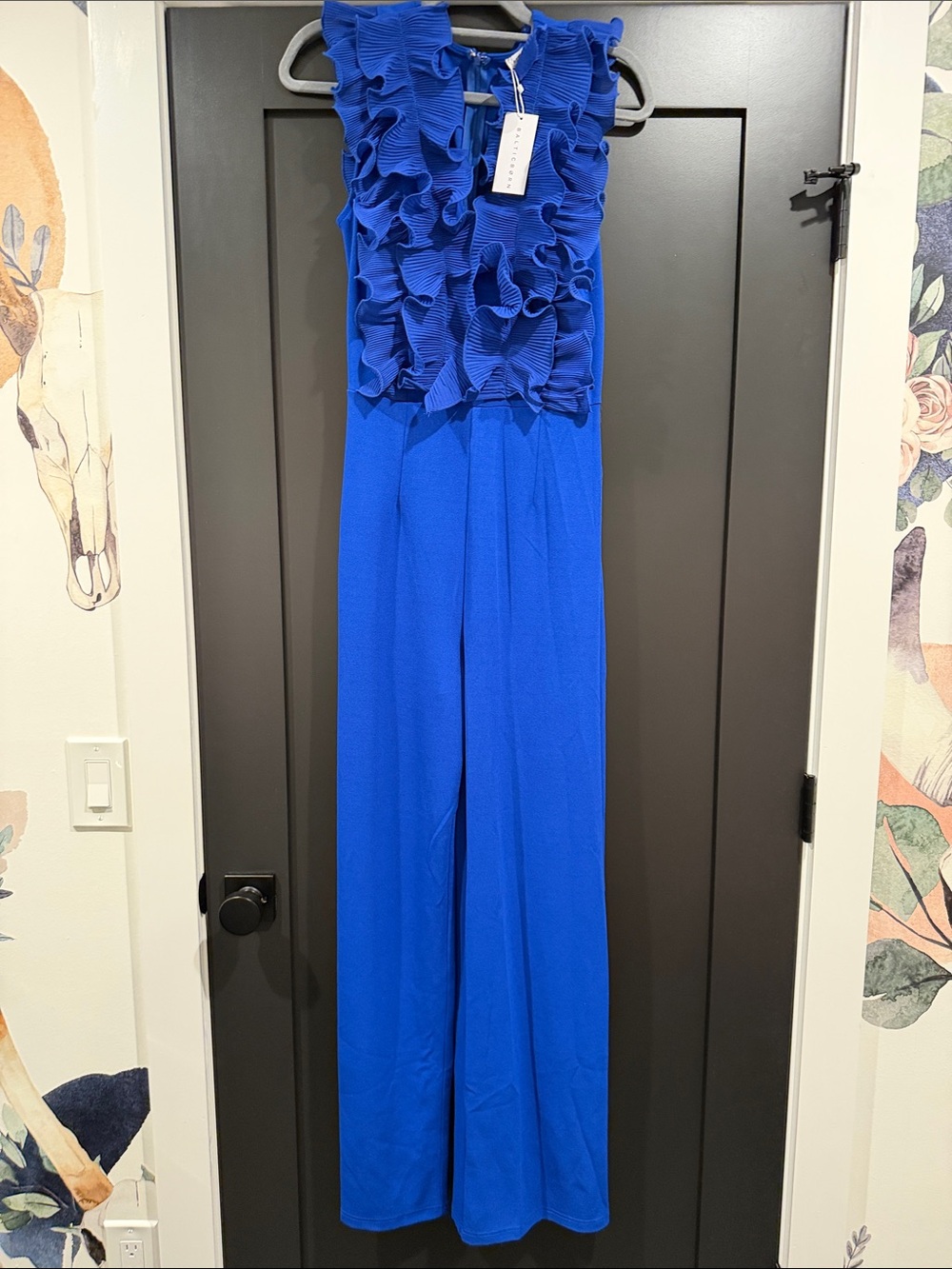 Baltic Born Royal Blue Ruffled Sleeveless Jumpsuit